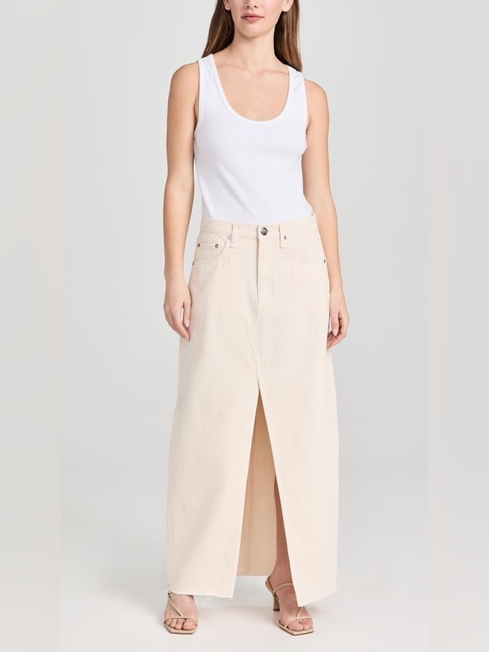 NWT Rag & Bone Avery Ecru Denim Maxi Skirt Size 26